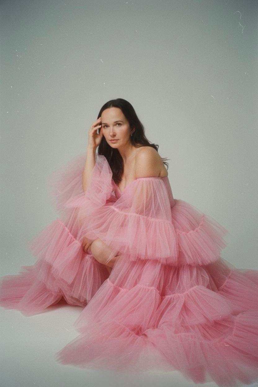 Kasia in a pink dress, creator of the Enough & Sufficient course